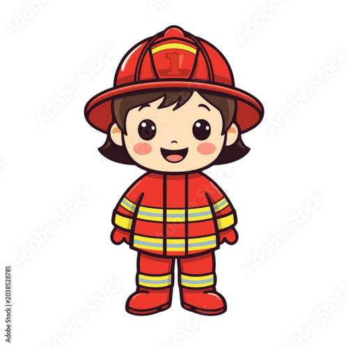Cute Firefighter Mascot Character Cartoon Vector Illustration