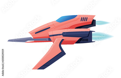Bild auf Leinwand Futuristic spaceship design in vector style with sleek lines and bright engine t