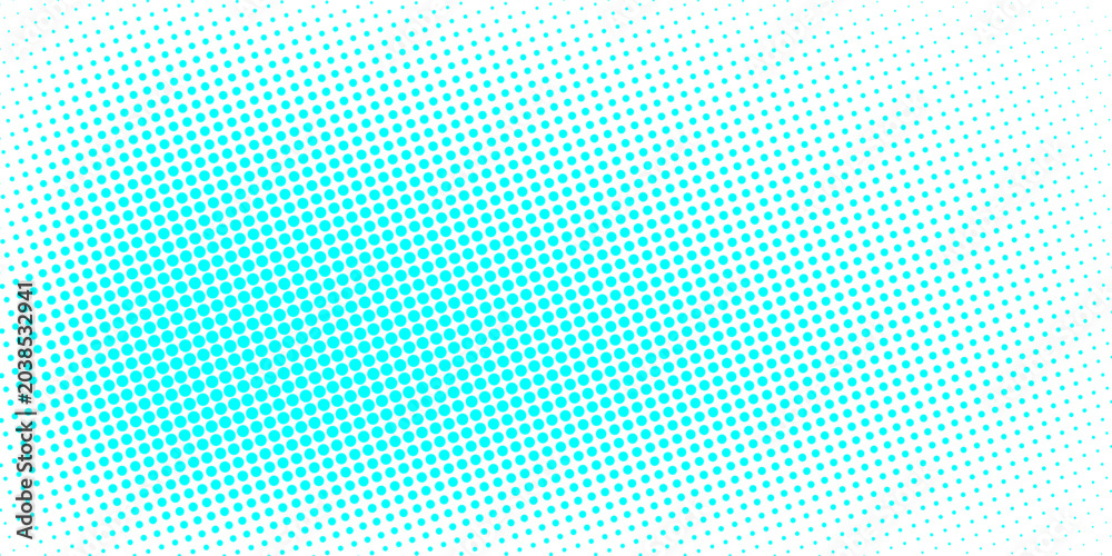 Fototapeta premium Abstract Cyan Halftone Dot Pattern Background with Gradient Effect on White
