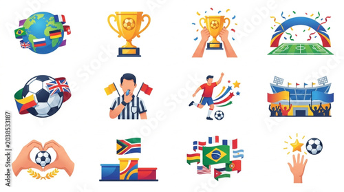 Canvastavla Collection of Soccer Football Related Icons and Illustrations.