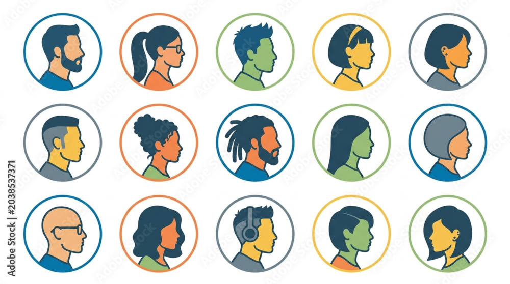 Fototapeta premium Diverse Profile Avatars Representing People.