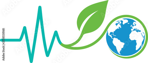Cuadro en lienzo Eco Health Earth Logo Vector