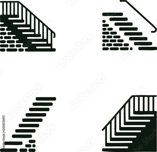 Fotografia Collection of four stylized vector graphics illustrating different types of stai