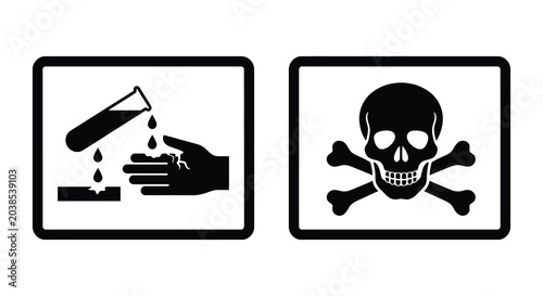 Foto corrosive acid and toxic material warning signs silhouette danger hazard chemica