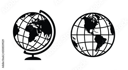 Canvastavla two globes in silhouette style earth world planet map geography cartography cont