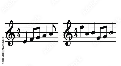 Cuadro en lienzo music notes on staff in silhouette notation sheet melody clef quavers semibreves