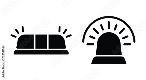 Canvastavla emergency lights silhouette on white background black icon vector alarm warning