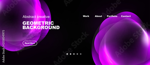 Foto Purple abstract shapes dominate dark background