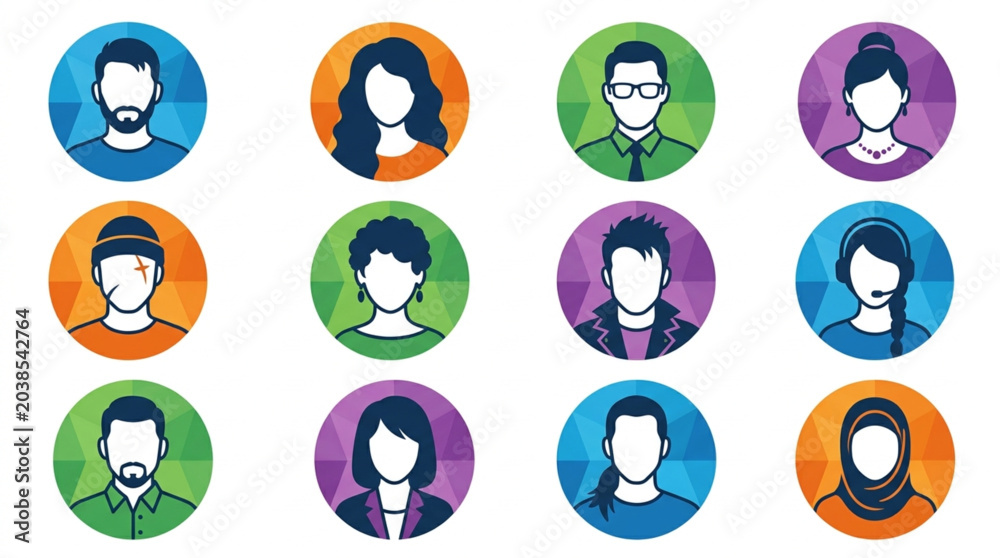 Fototapeta premium Diverse User Profile Icons Representing People.