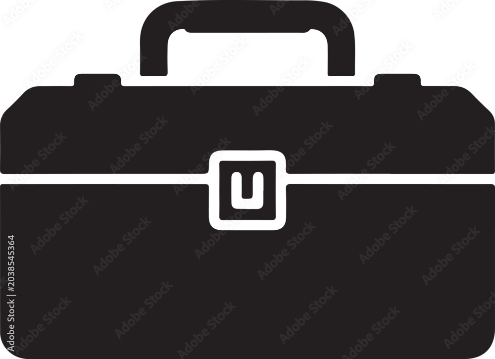Fototapeta premium Simple closed briefcase with handle and clasp on white