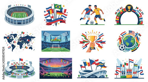 Collection of Sports and International Event Illustrations.