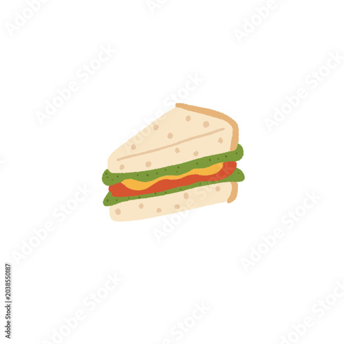 Hand Drawn Colored Pencil Sandwich Illustration
