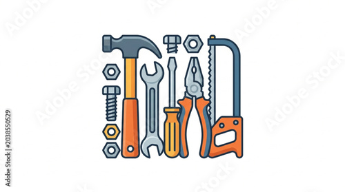 Принти на полотні Collection of various hand tools and hardware for repair and construction