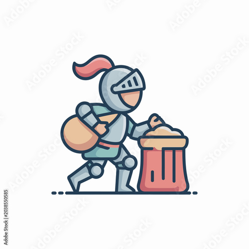 Cuadro en lienzo Medieval Knight in Armor Running.