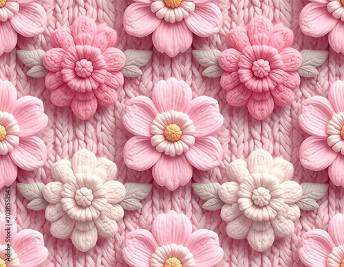 A knitted fabric with a floral pattern