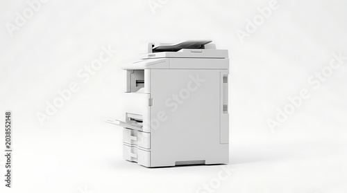 Isolated modern office laser printer scanner machine for professional document management and printing services