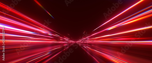 Foto Cinematic high speed neon light trails background