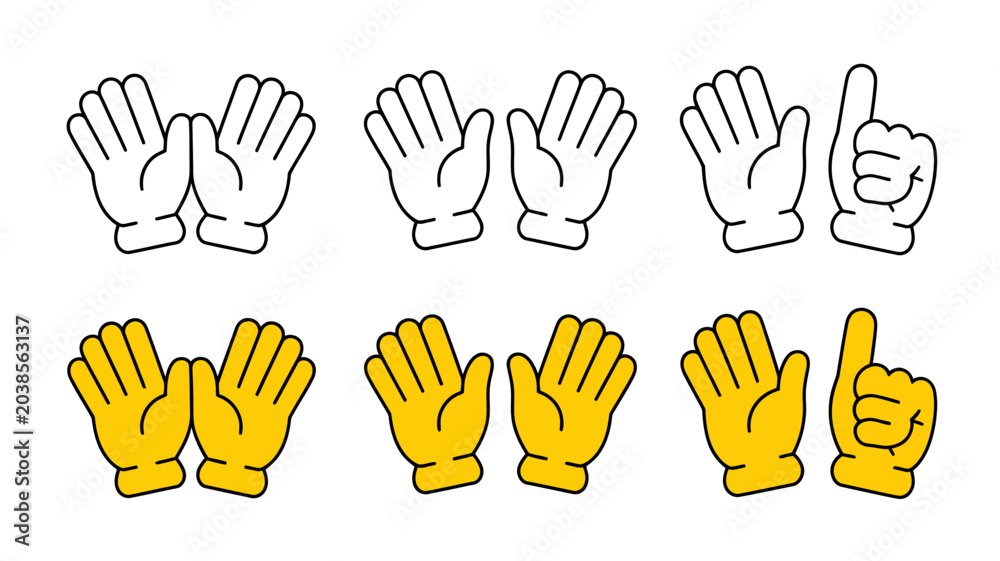 Fototapeta premium Hand gesture gloves illustration showing numbers zero to five