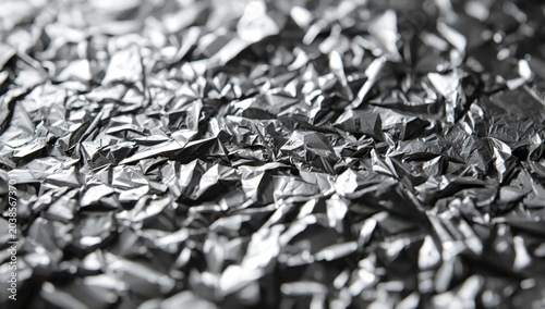Detailed macro texture of crushed plastic foil material used as an abstract backdrop