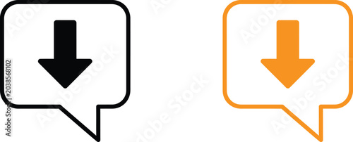 Cuadro en lienzo Download arrow icon in speech bubble shape
