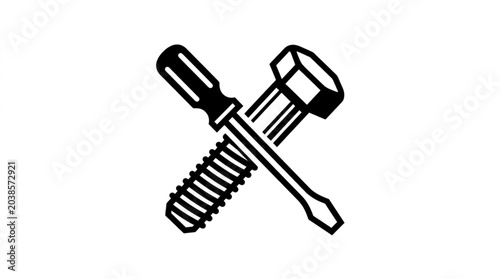 Φωτογραφία Crossed Screwdriver and Bolt Icon.