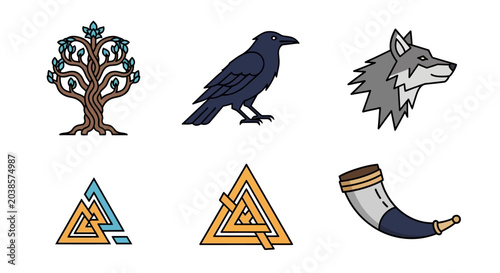 Viking and Norse Mythology Symbols Collection.
