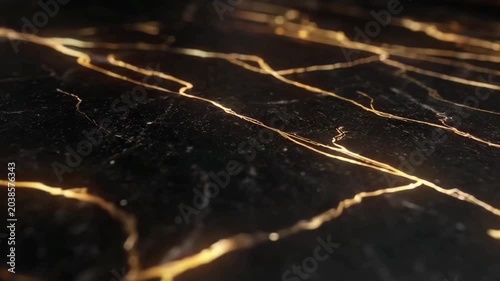 A premium abstract backdrop featuring an elegant black marble texture with glowing gold veins. 