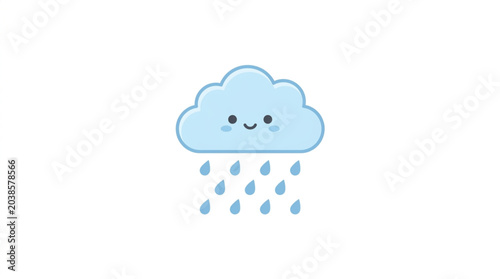 Tableau sur toile Cute cartoon cloud raining with a happy face.