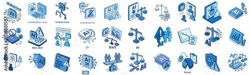 Photos Isometric vector icon Bias in AI blue color