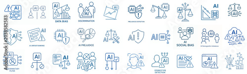 Canvas Print Line art vector icon Bias in AI blue color