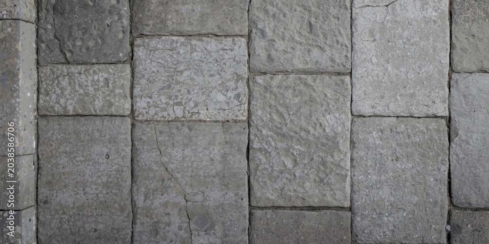 Fototapeta premium Flat lay of a driveway surface with prominent rough texture suitable for copy space background