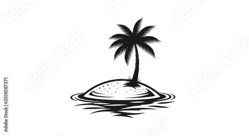 Canvas Print Black and white palm tree island.