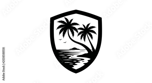 Foto Black silhouette of two palm trees.