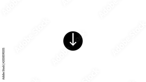 Motion Graphics down arrow icon animation on white background animated.