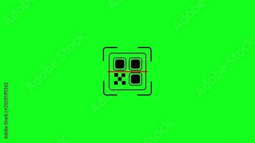 scanner icon animation.animated barcode or qr code scanner, QR code scanner animation,Barcode scanner, QR code. Isolated on black background.