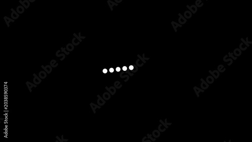 Circle loading sign on black background, loading bar icon with dots, animation with alpha matte