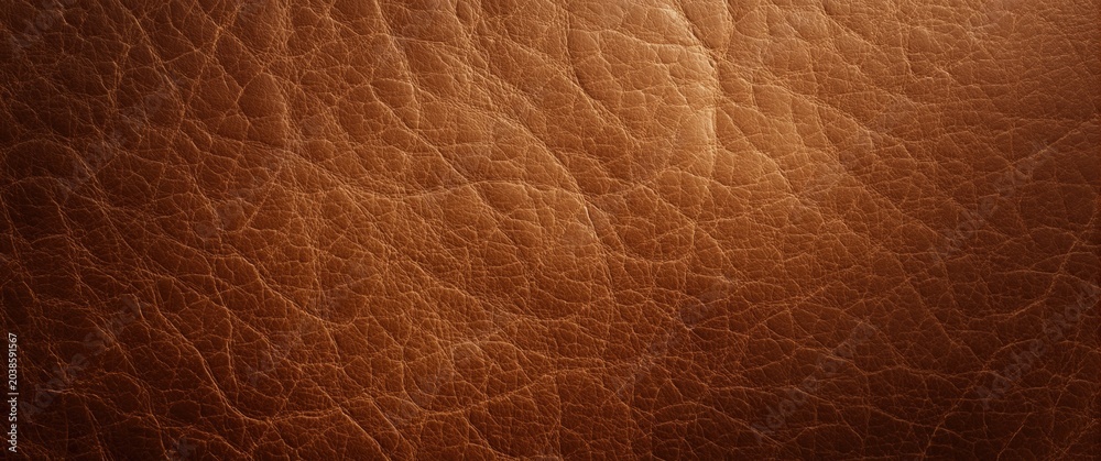 Fototapeta premium Close up of grain leather surface texture featuring gentle shadow and copy space