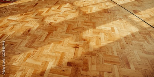 Detailed image of basketball court hardwood surface featuring intricate maple wood texture