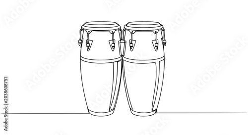 Canvastavla Minimalist Line Art of Two Conga Drums on White Background