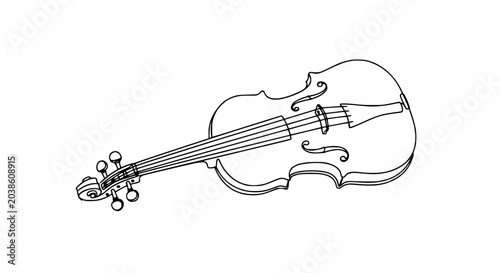 Obraz na płótnie Elegant Violin Outline Drawing Isolated on White Background