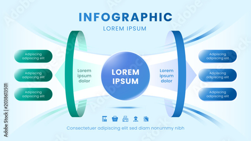 Business Process Infographic Template with Circular Flow Diagram