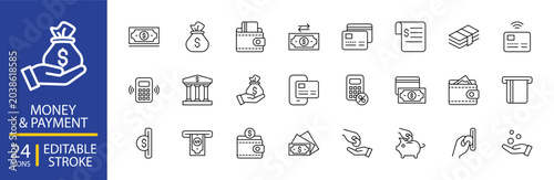 Fotografie Money & Payment icon set Editable Stroke