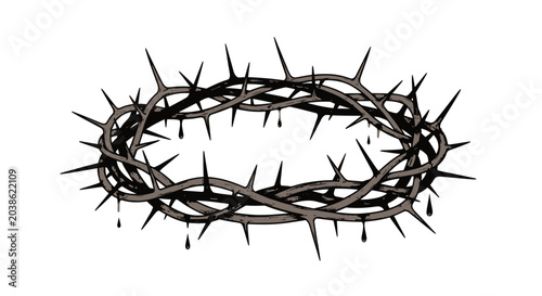 Schilderij op canvas Crown of Thorns, Symbol of Suffering and Sacrifice, Blood Drops