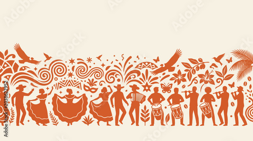 Foto Vibrant illustration of Colombian folklore and traditional carnival celebration
