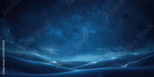 Generative AI illustrating a midnight sky glittering with blue highlights