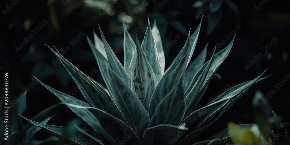 Fototapeta premium Elegant Silver Queen plant featuring silvery lance shaped leaves with rich marbled green hues in shaded setting