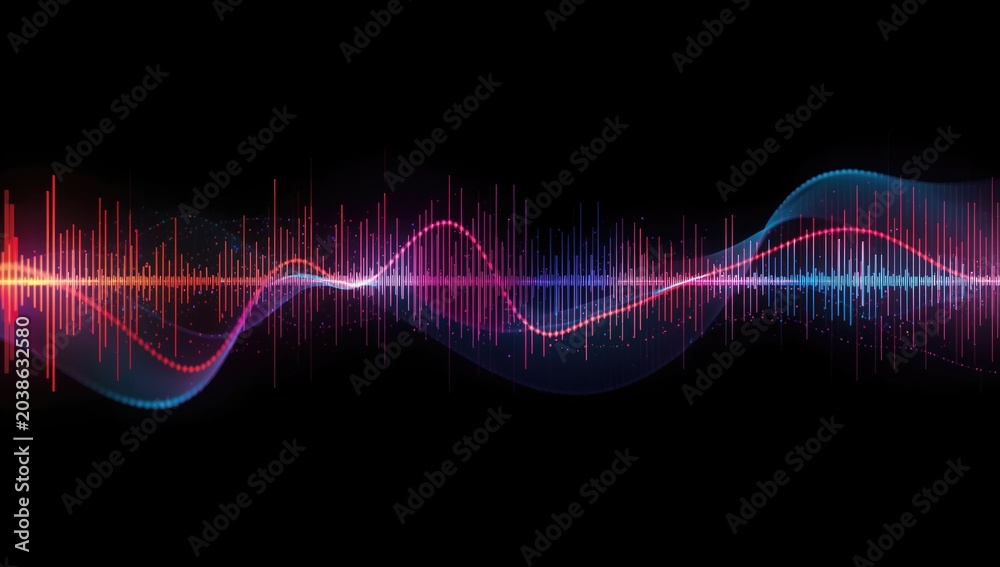 Fototapeta premium Digital sound wave in diverse colors highlighting equalization technology advancements