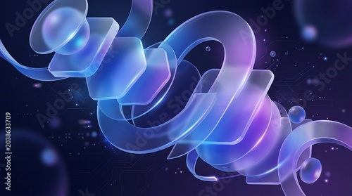 Abstract 3D Glass Geometric Shapes Digital Background