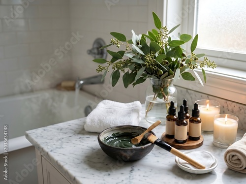 Natural Spa Skincare Routine With Green Mud Mask