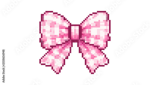 Cute pink pixel bow ribbon in soft pastel y2k style